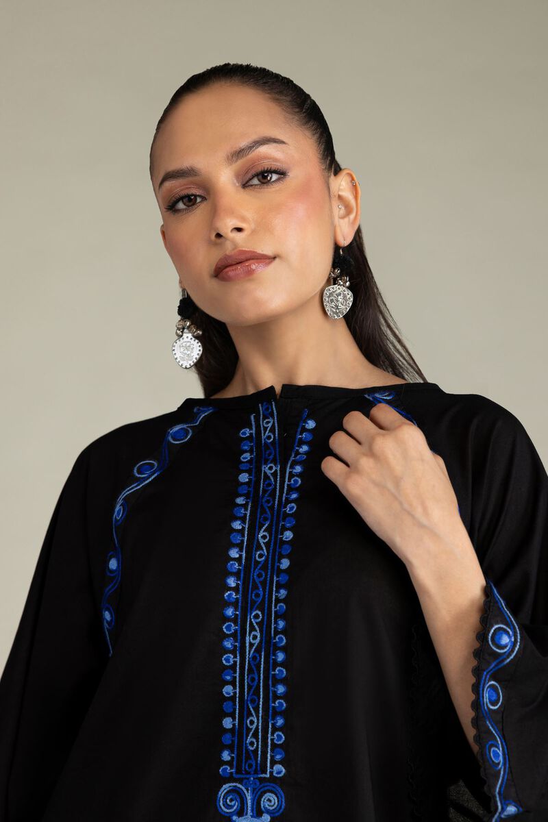 Embroidered | Cambric | Black Cambric Kurta | USD 40.00