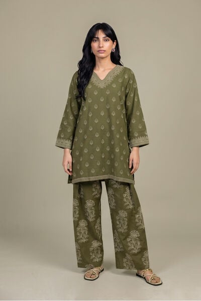 Printed | Light Khaddar | Olive Floral Shalwar | USD 35.00