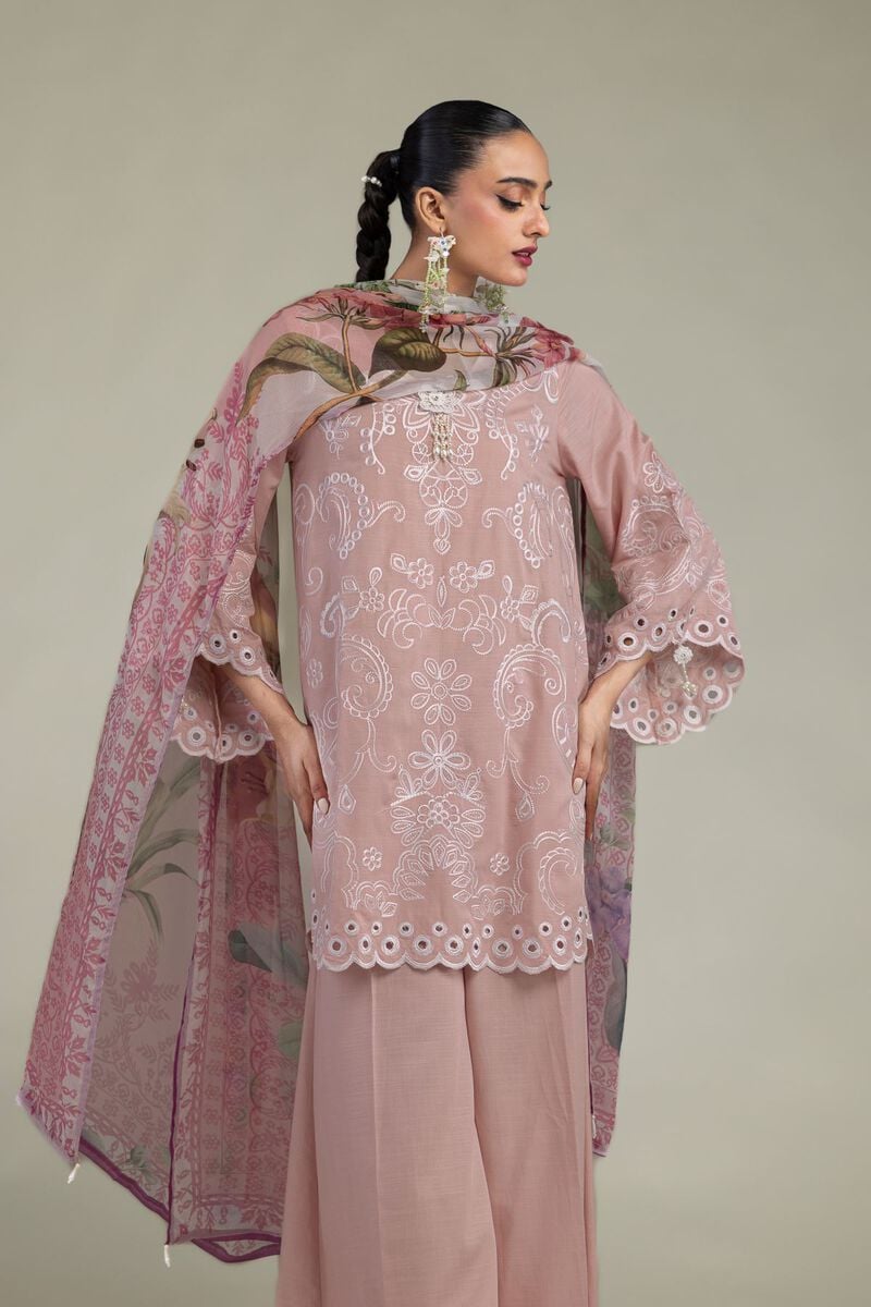 Embroidered | Chiffon | Floral Pink Dupatta | USD 30.00