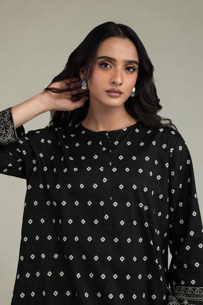 Printed | Cambric | Short Black Kurta | USD 35.00