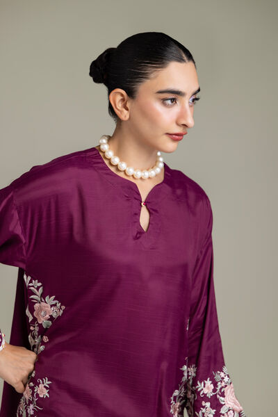 Embroidered | Raw Silk | Short Embroidered Kurta | USD 70.00