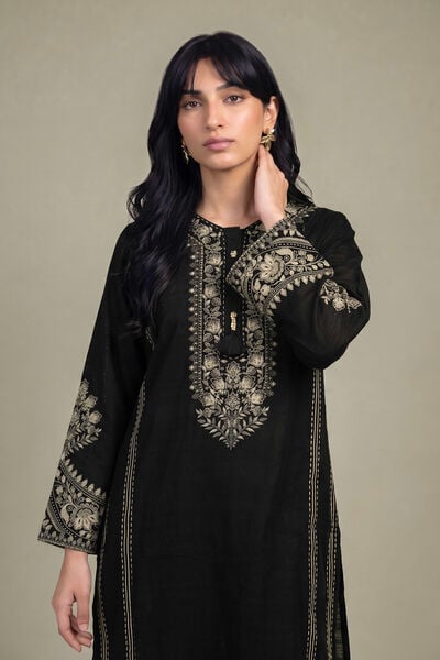 Printed | Light Khaddar | Black Khaddar Kurta | USD 45.00