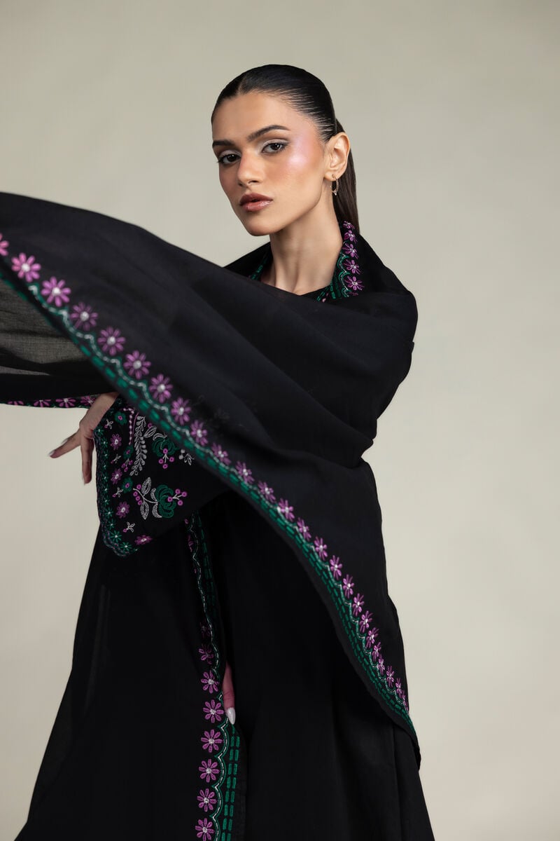 Embroidered | Lawn | Black Lawn Dupatta | USD 35.00