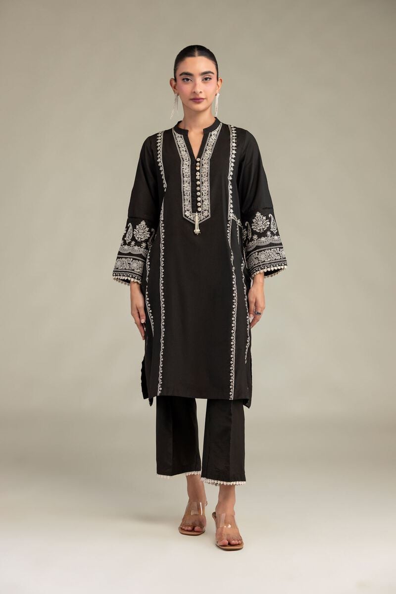 Printed | Raw Silk | Black Silk Pants | USD 30.00