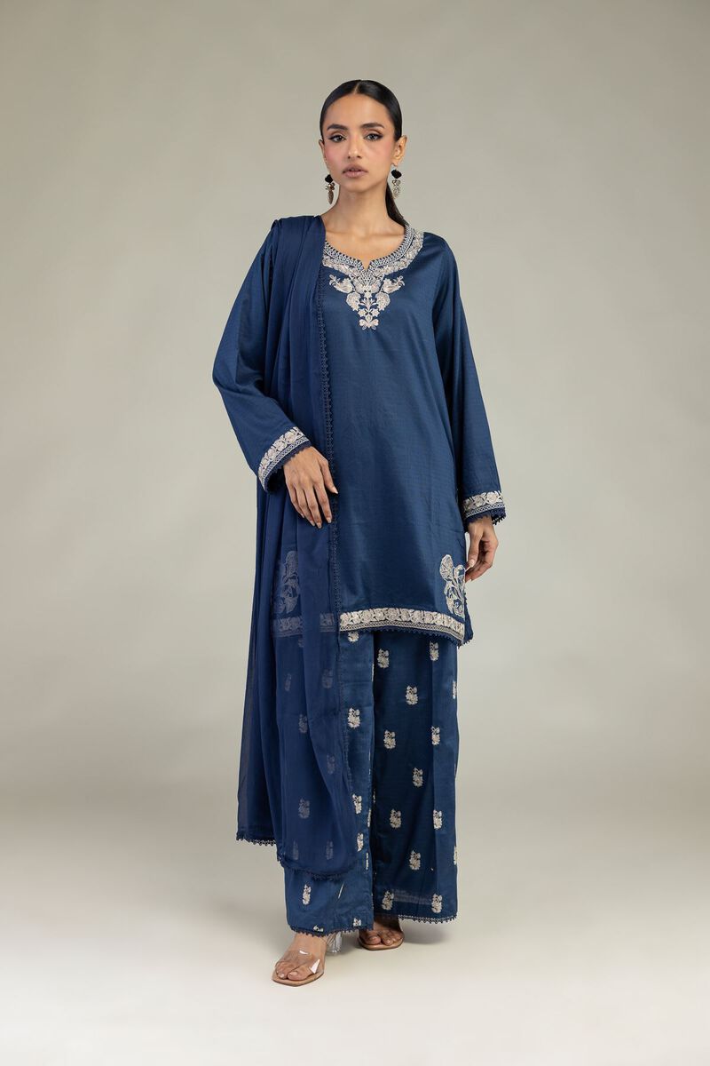 Embroidered | Dobby | Tailored 3-Piece Dress | USD 80.00