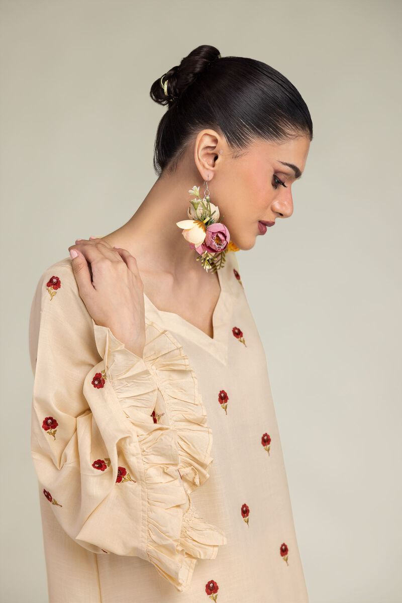 Embroidered | Raw Silk | Floral Silk Kurta | USD 55.00