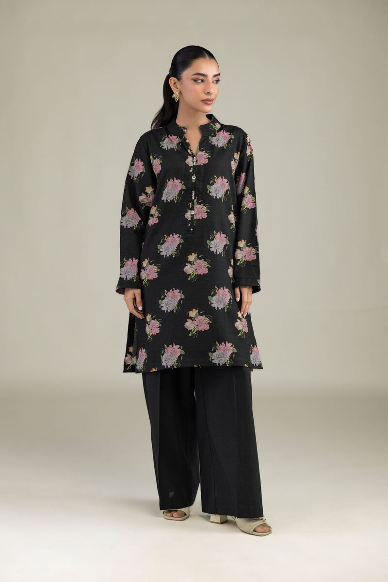 Printed | Cotton Dobby | Black Floral Kurta | USD 30.00