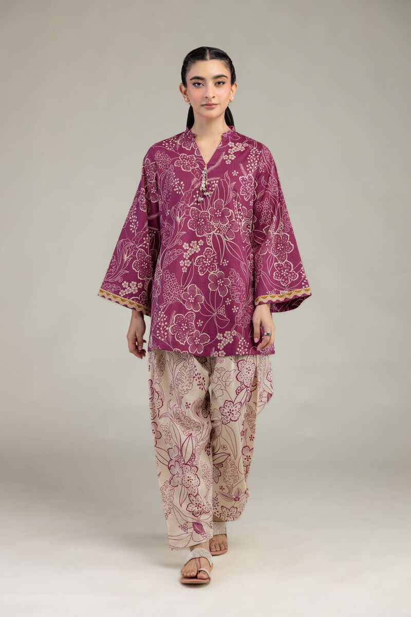 Printed | Cotton Dobby | Floral Beige Shalwar | USD 25.00