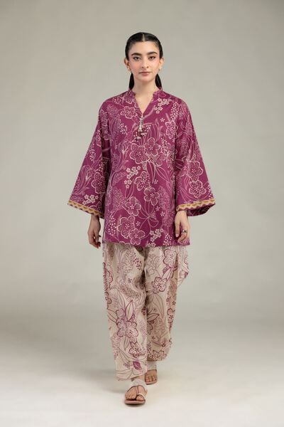 Printed | Cotton Dobby | Floral Beige Shalwar | USD 25.00