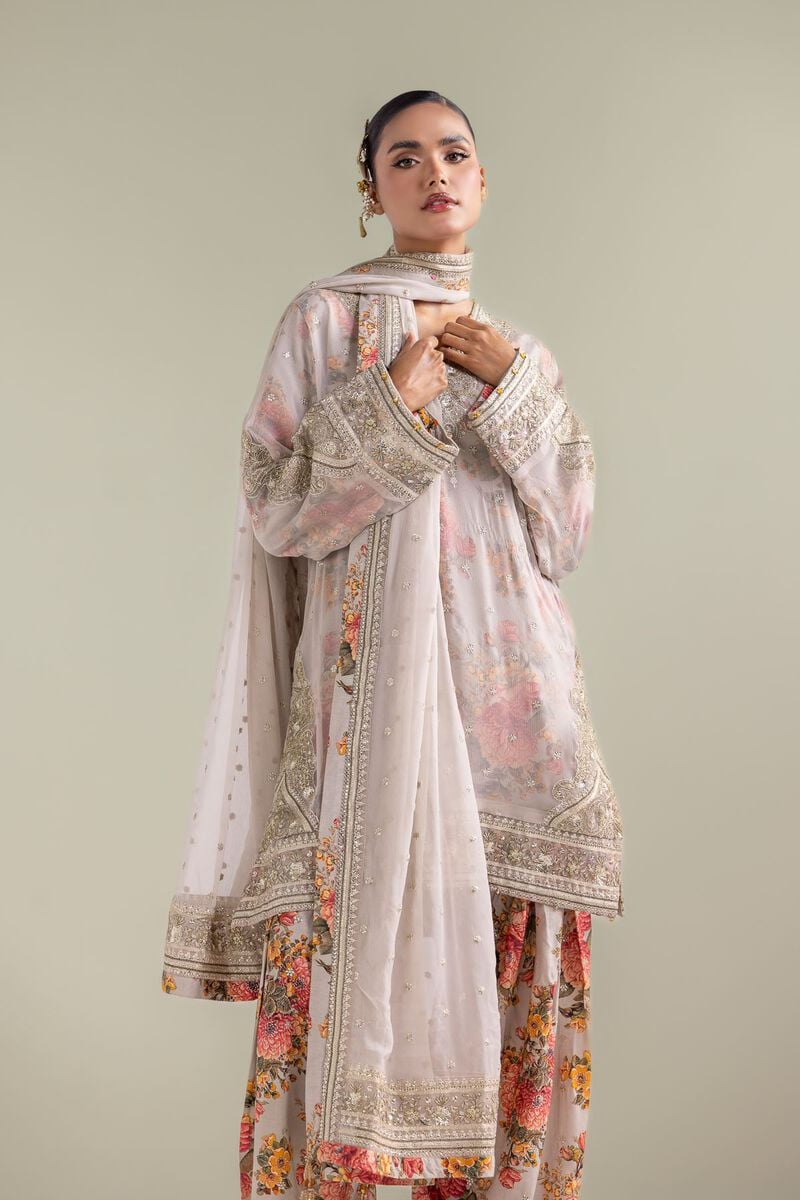 Embroidered | Chiffon | Floral Zari 3-piece | USD 180.00