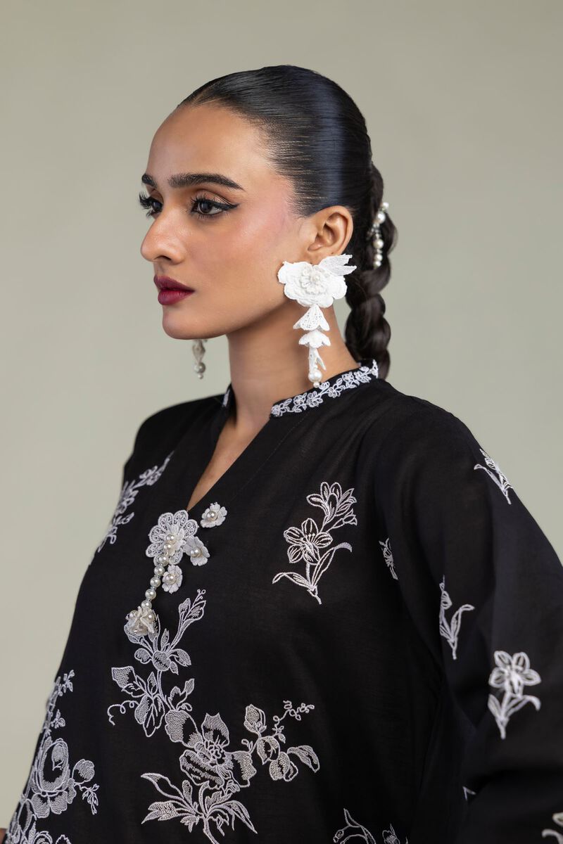 Embroidered | Raw Silk | Black Silk Kurta | USD 60.00