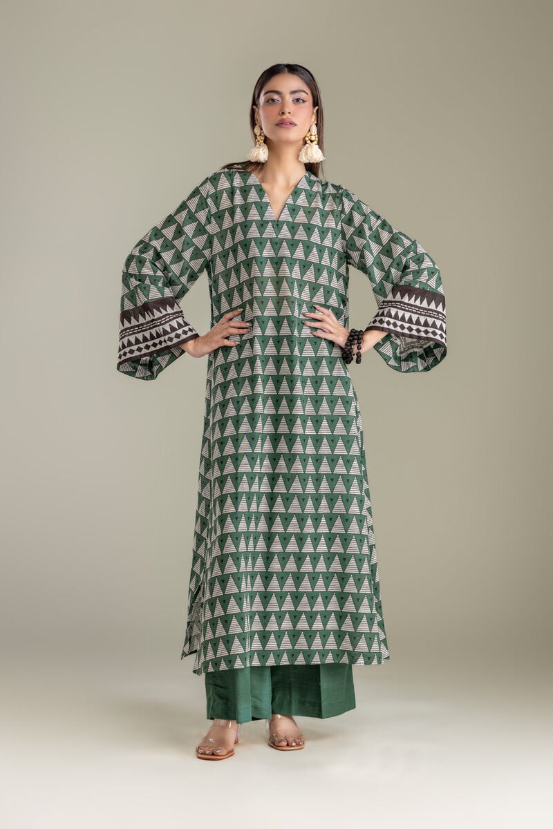 Printed | Light Khaddar | Longline Printed Kurta | USD 35.00