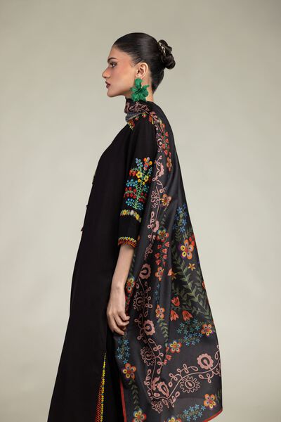 Embroidered | Polyester Silk | Floral Black Dupatta | USD 30.00