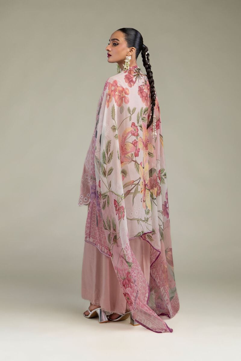 Embroidered | Chiffon | Floral Pink Dupatta | USD 30.00