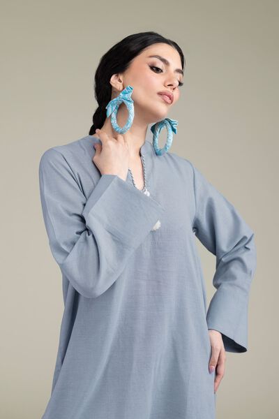 Dyed | Blended Linen | Short Solid Kurta  | USD 35.00