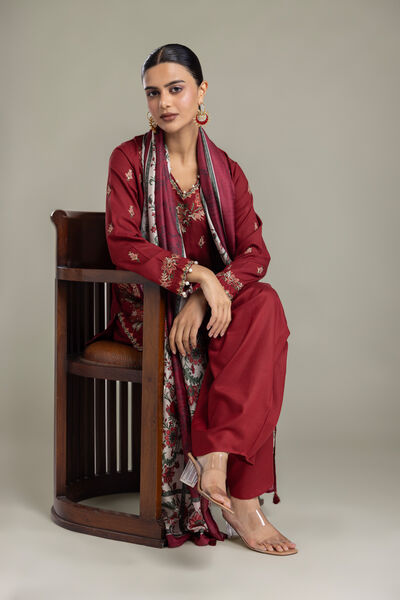 Embroidered | Polyester Silk | Floral Silk Dupatta | USD 35.00