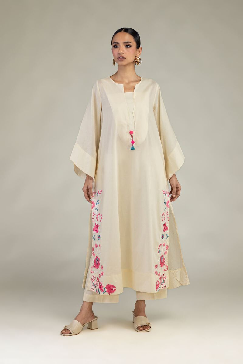 Embroidered | Cambric | Long Floral Kurta | USD 40.00