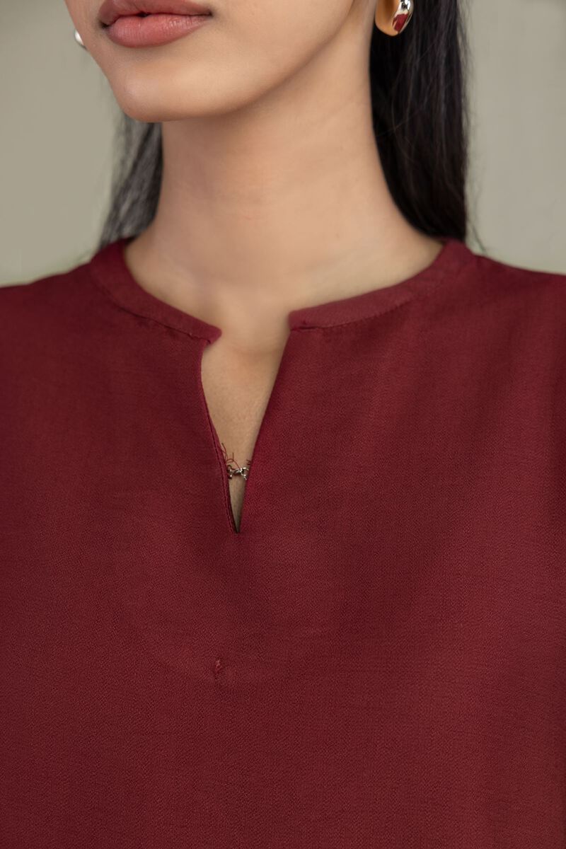 Dyed | Crepe | Solid Maroon Shirt | USD 40.00