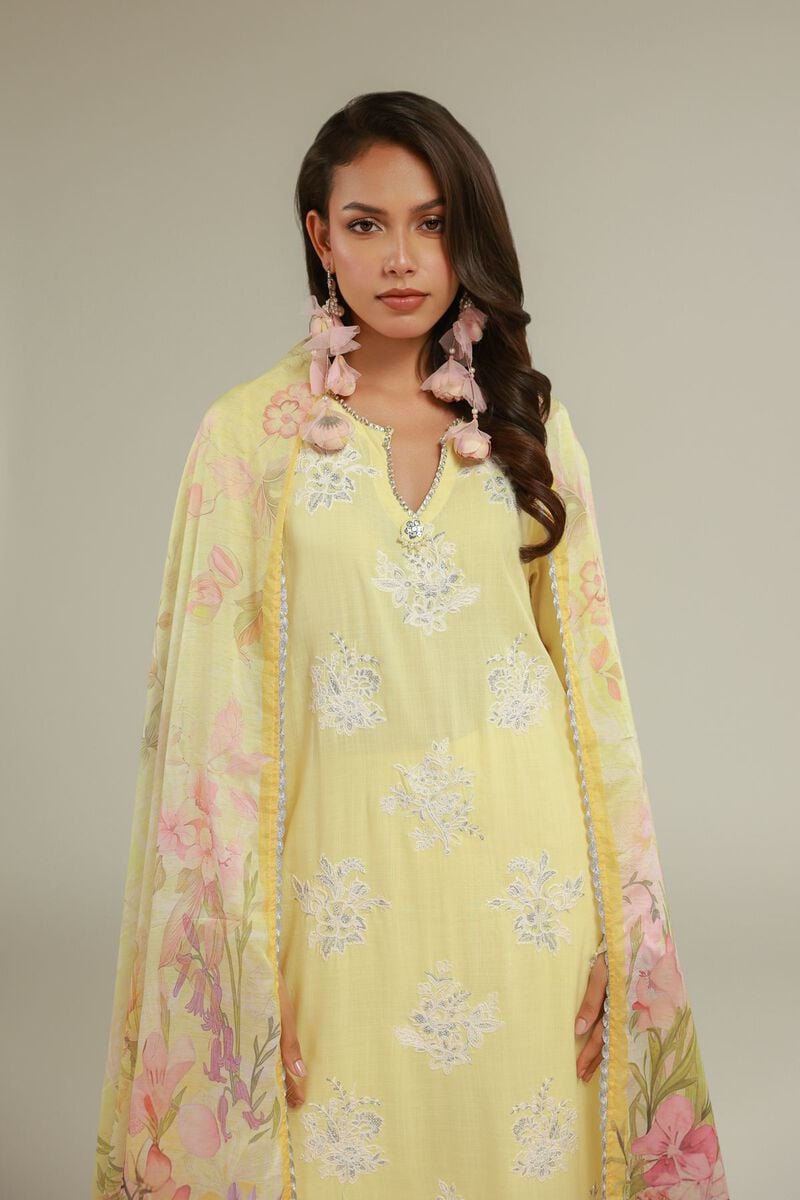 Embroidered | Raw Silk | Floral Kurta 3-piece | USD 155.00