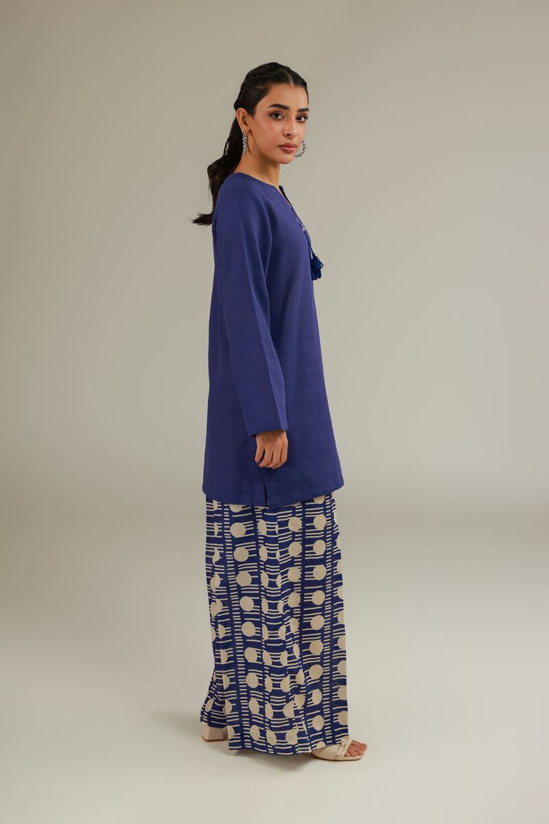 Printed | Textured Cotton | Geometric Blue Pants | USD 17.00