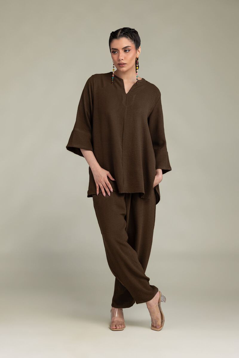 Dyed | Crepe Georgette | Solid V-Neck Tunic | USD 40.00