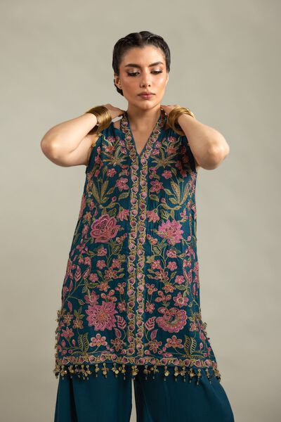 Embroidered | Raw Silk | Sleeveless 2-Piece Co-ord | USD 125.00