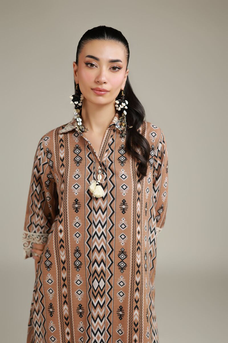Embroidered | Cotton Dobby | Brown Cotton Kurta | USD 30.00