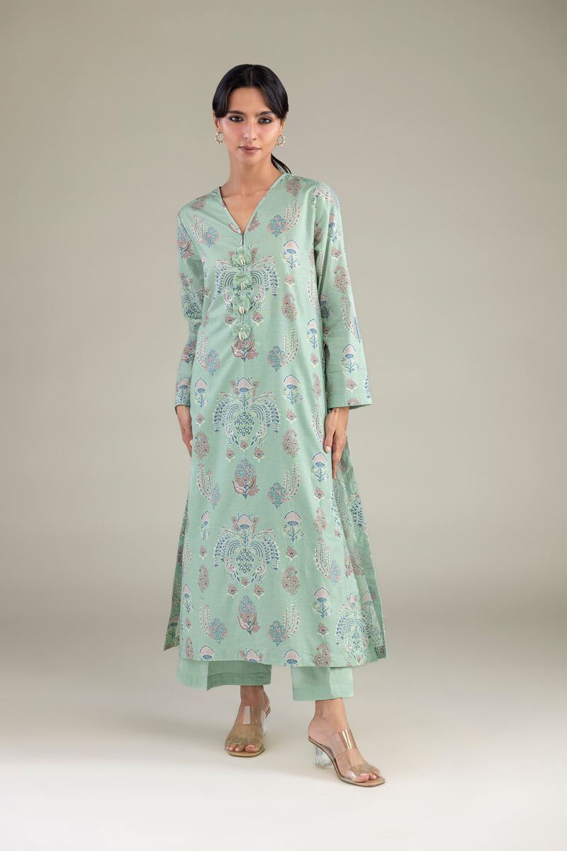 Cambric | Mint V-Neck Kurta | USD 35.00