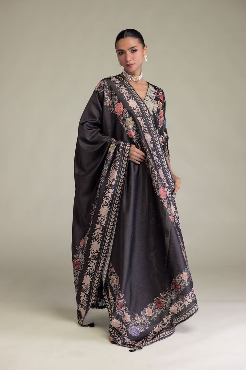 Embroidered | Polyester Silk | Black Silk Dupatta | USD 30.00