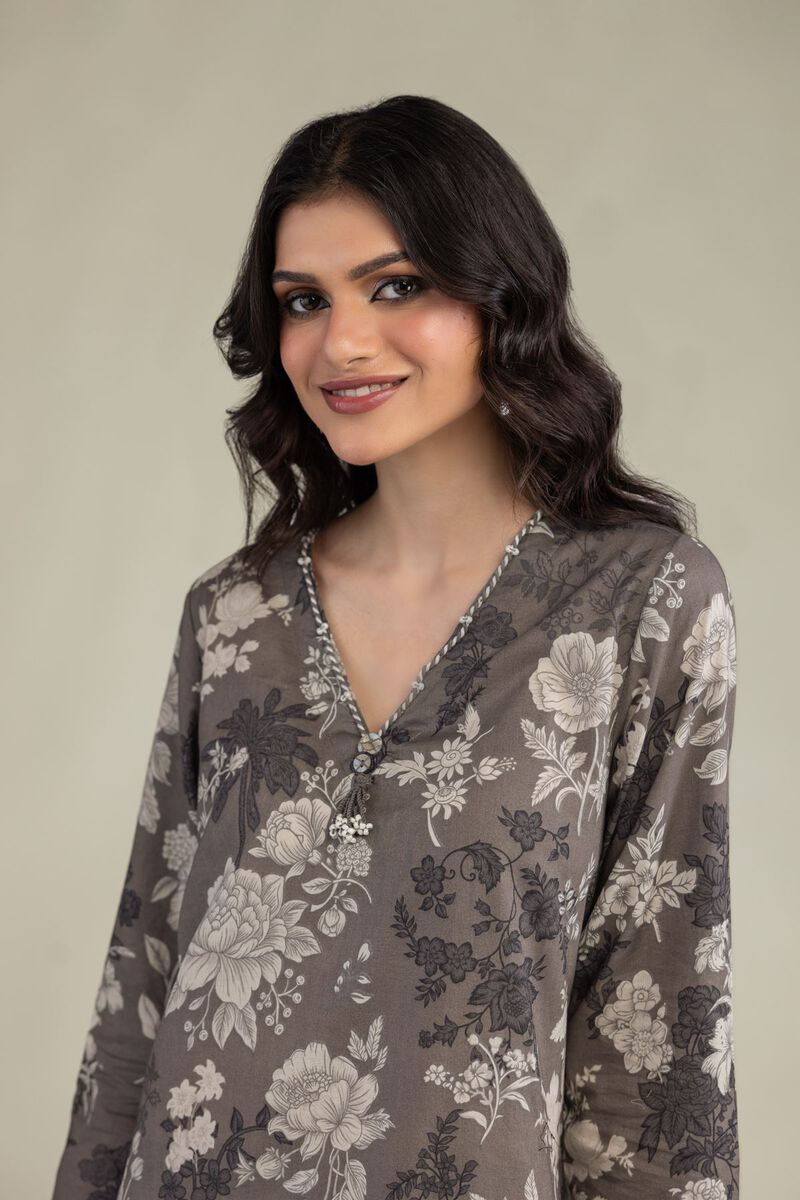 Embroidered | Lawn | Gray Lawn Kurta | USD 35.00
