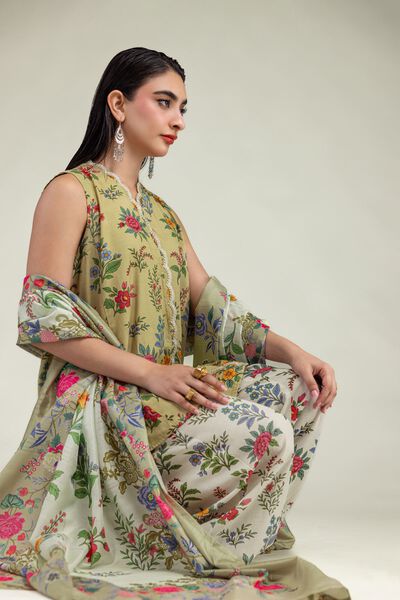 Embroidered | Mesuri | Floral Beige Dupatta | USD 35.00