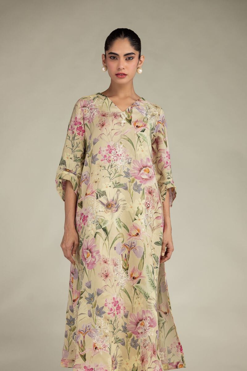 Embroidered | Blended Viscose | Floral Longline Kurta | USD 55.00