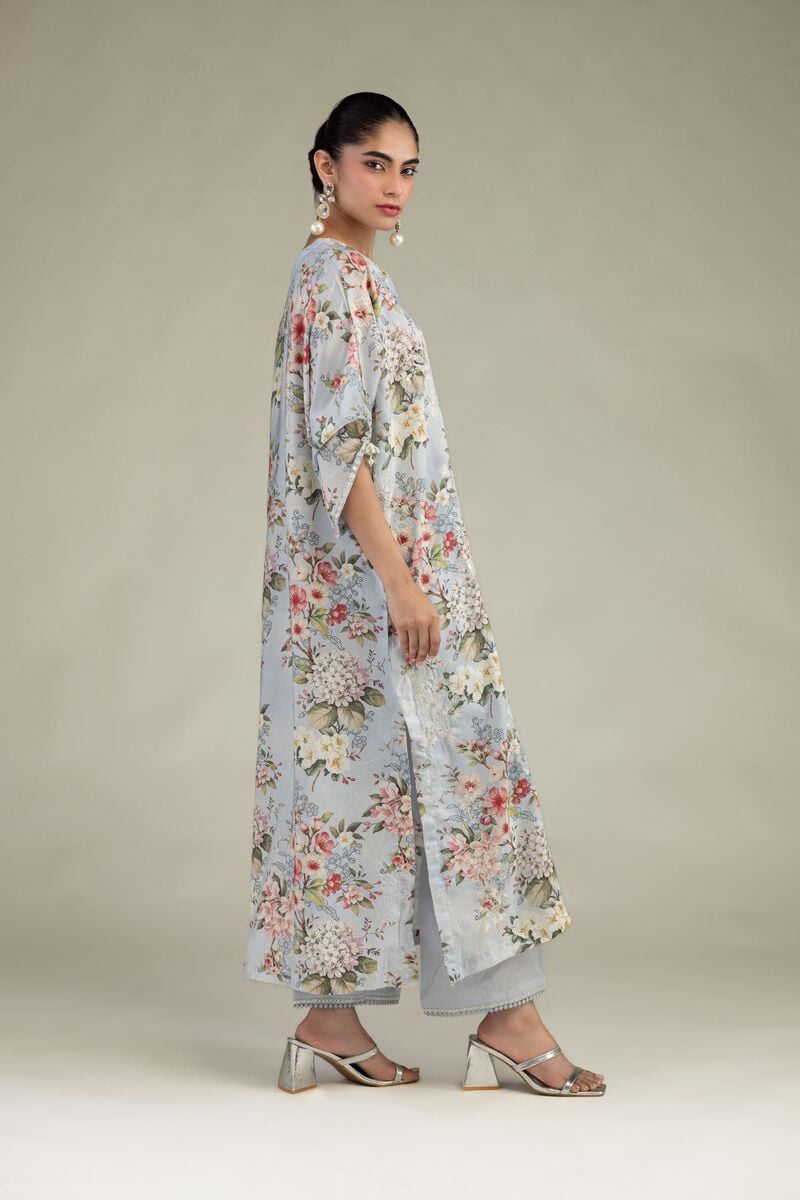 Embroidered | Blended Viscose | Blue Viscose Pants | USD 30.00