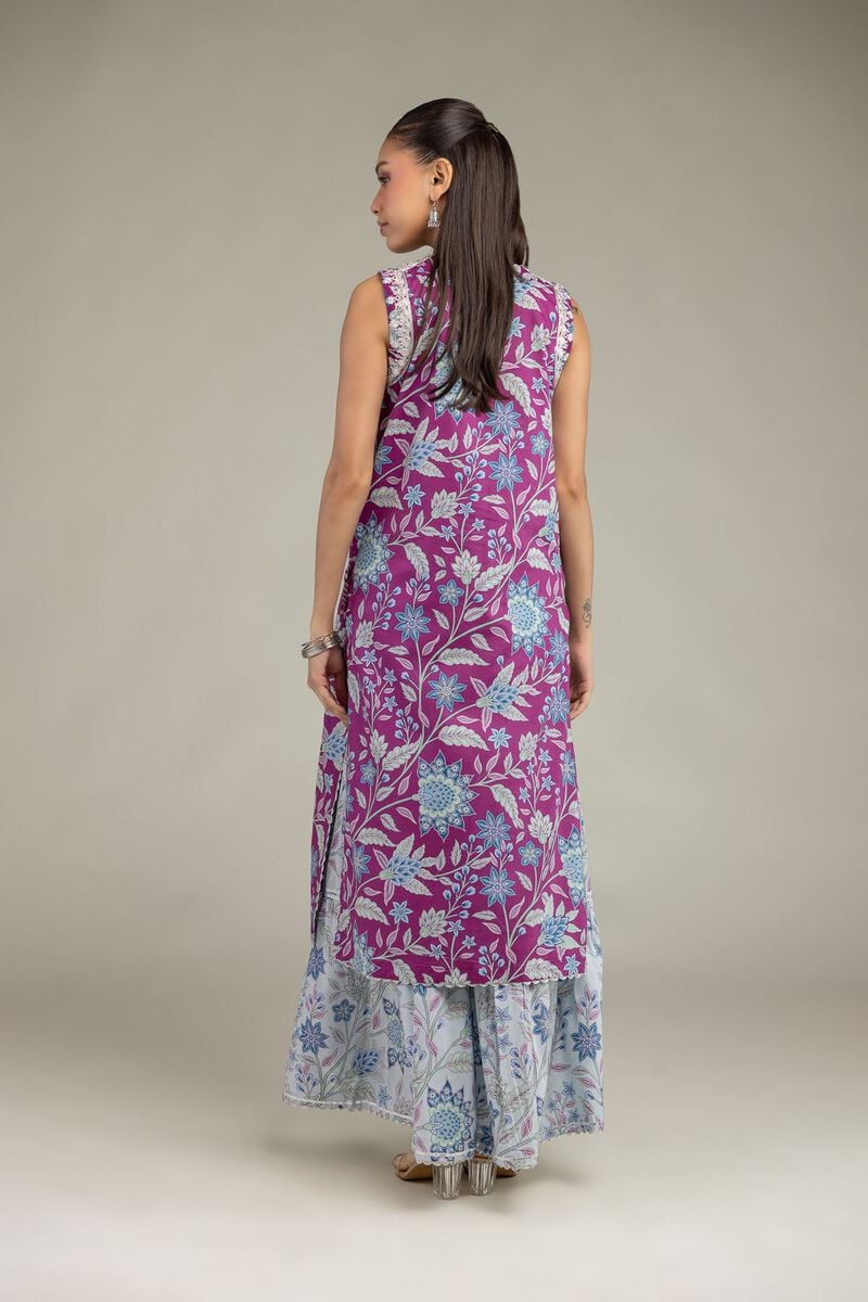 Embroidered | Cotton Viscose | Floral Sleeveless Kurta | USD 45.00