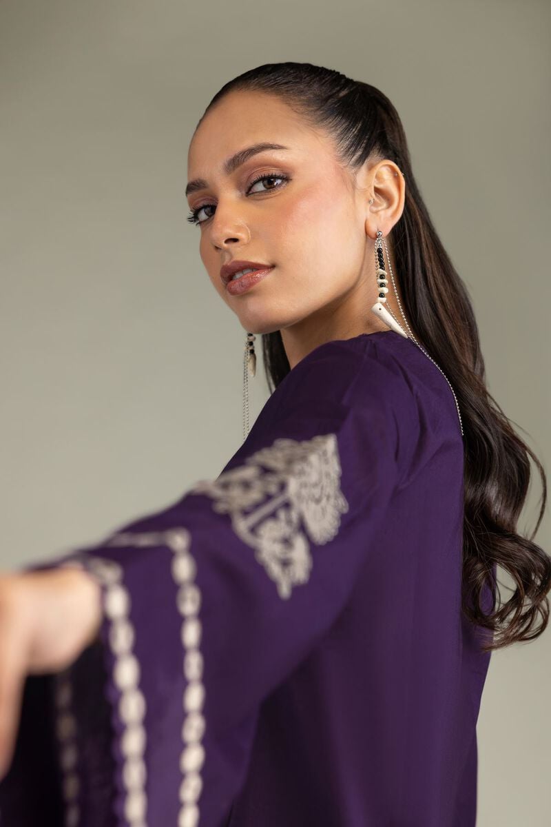 Embroidered | Cambric | Purple Cambric Kurta | USD 45.00