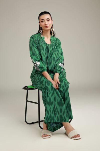 Embroidered | Cotton Dobby | Green Cotton Kurta | USD 30.00