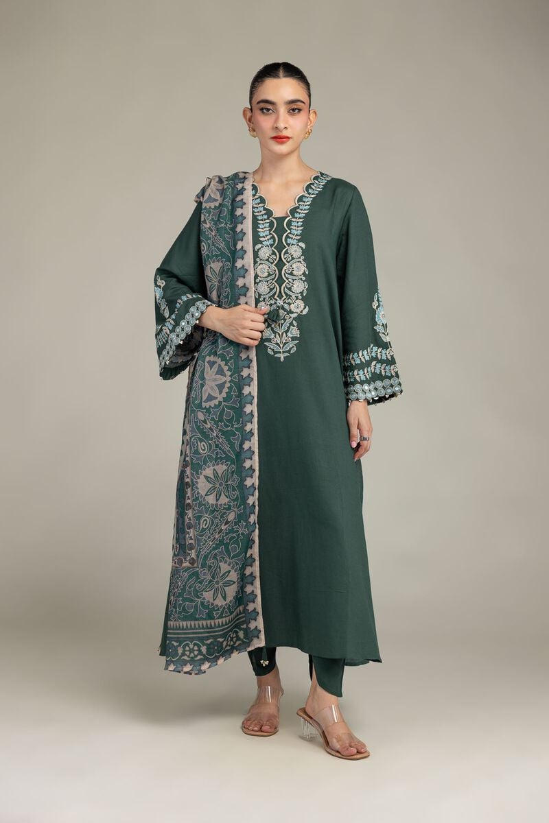Embroidered | Mesuri | Green Floral Dupatta | USD 30.00