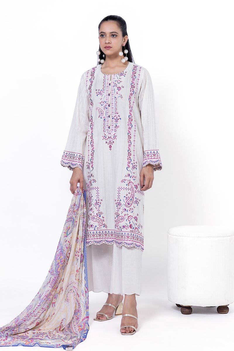 Embroidered | Textured Cotton | Tailored 3 Piece | USD 42.50