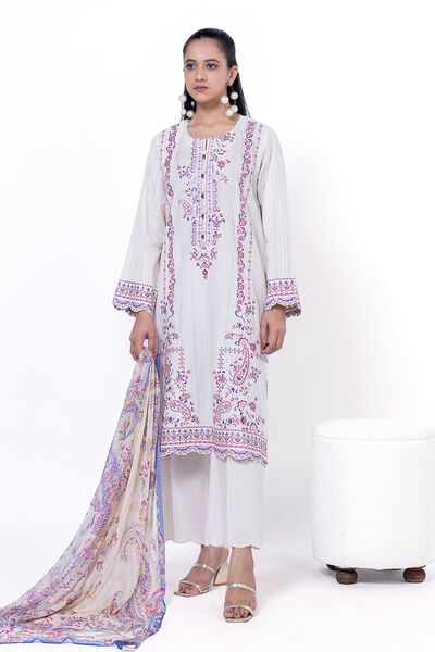 Embroidered | Textured Cotton | Tailored 3 Piece | USD 85.00