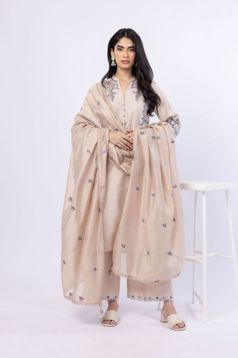 Embroidered | Cotton Net YD with White/Black Warp | Dupatta | USD 9.00