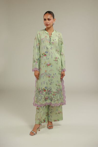 Embroidered | Raw Silk | Summer Floral Pants | USD 30.00