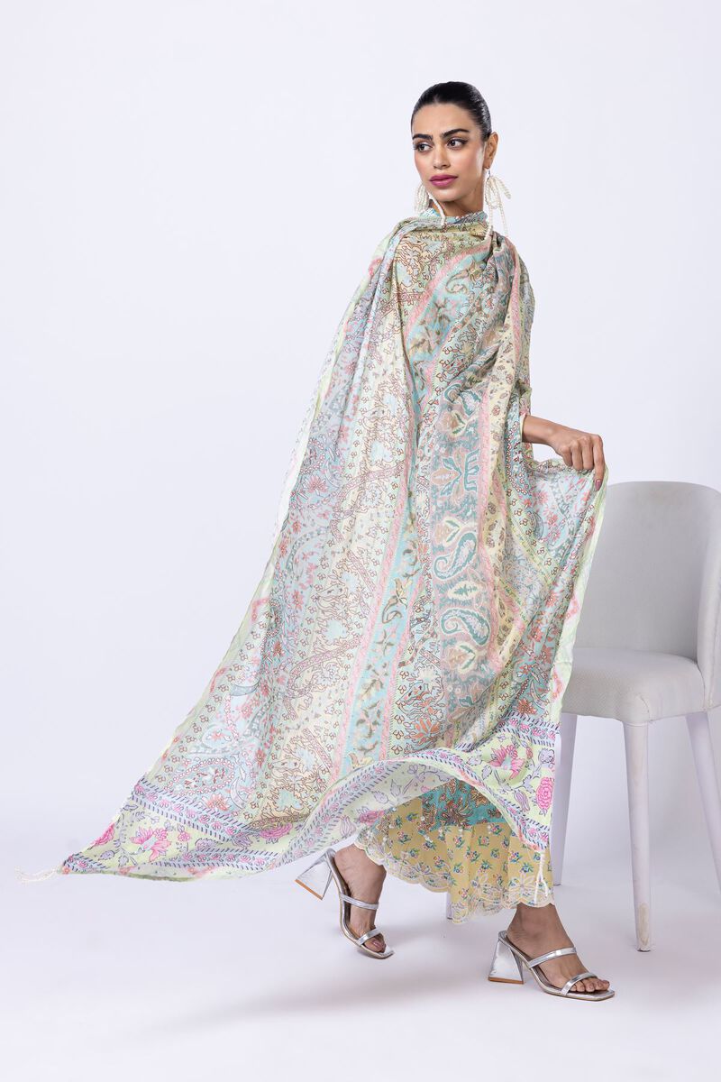 Embroidered | Light Oak Silk | Dupatta | null