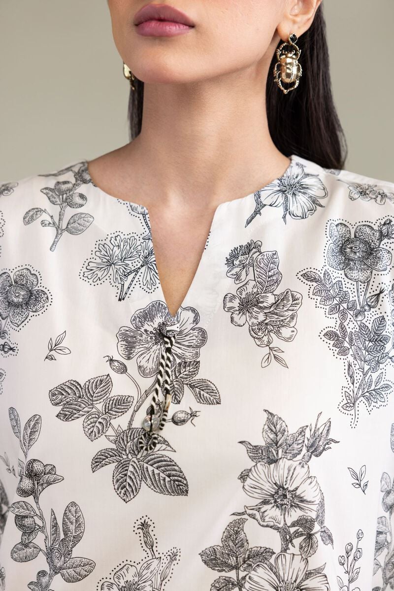 Printed | Cotton Viscose | Floral V-Neck Kurta | USD 35.00