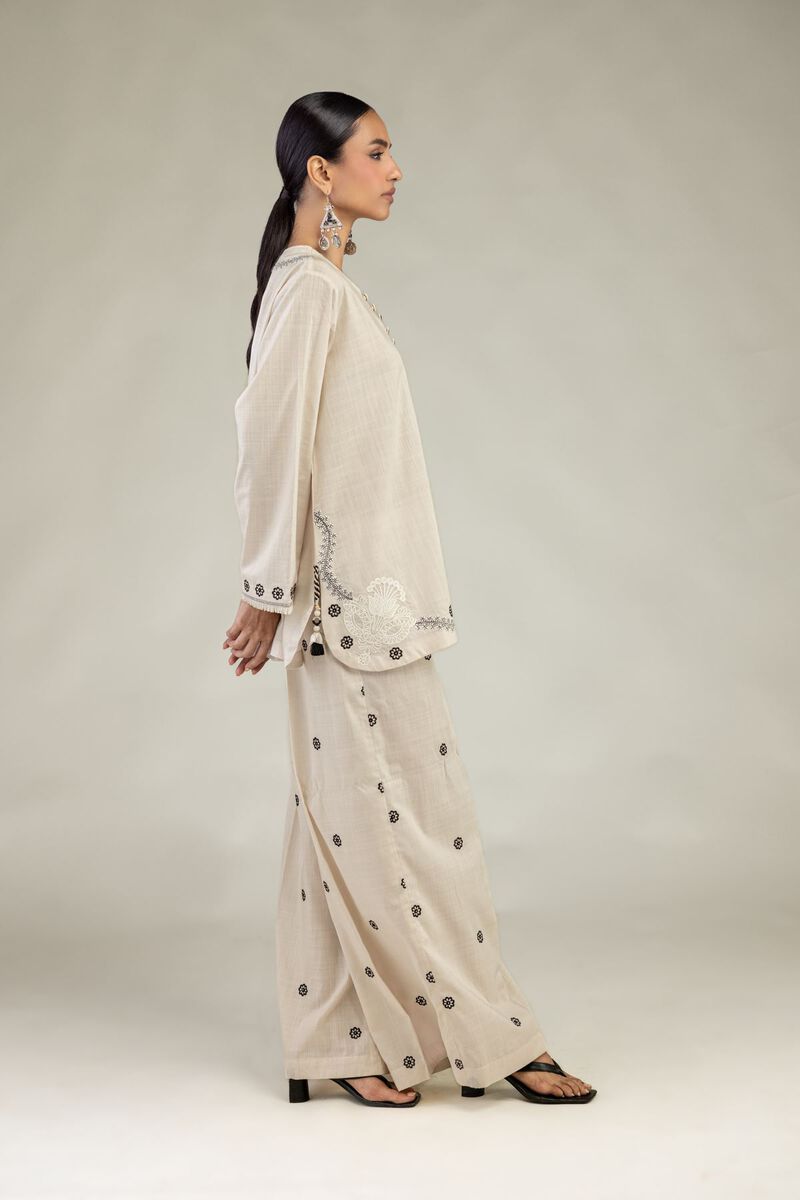 Textured Cotton | Embroidered | Textured Cotton Pants | USD 25.00