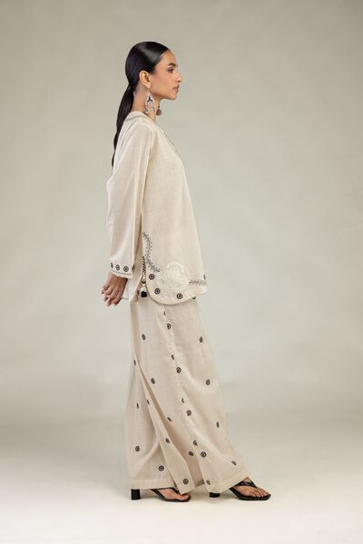 Textured Cotton | Embroidered | Textured Cotton Pants | USD 25.00