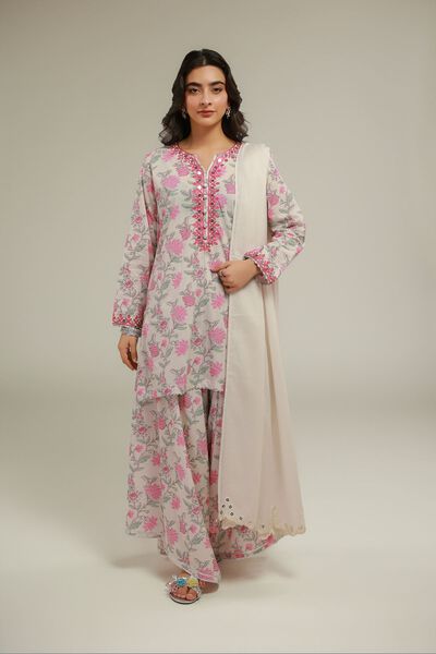 Embroidered | Cotton Viscose | Cotton Floral Pants | USD 40.00