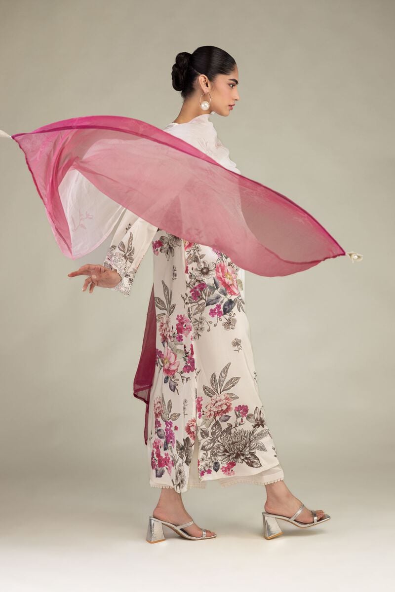 Embroidered | Chiffon | Pink Chiffon Dupatta | USD 30.00