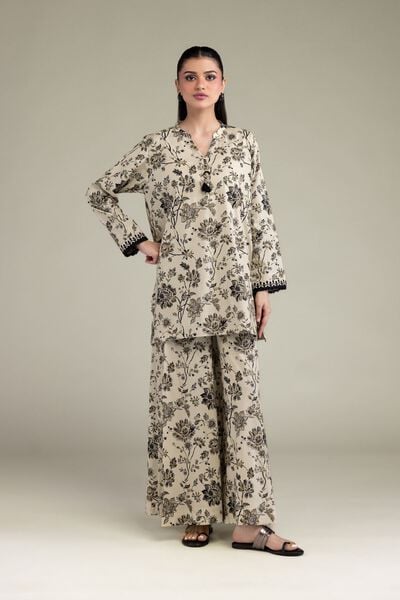 Printed | Cotton Viscose | Floral Beige Pants | USD 30.00