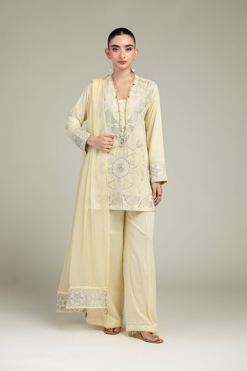 Embroidered | Chiffon | Yellow Chiffon Dupatta | USD 40.00