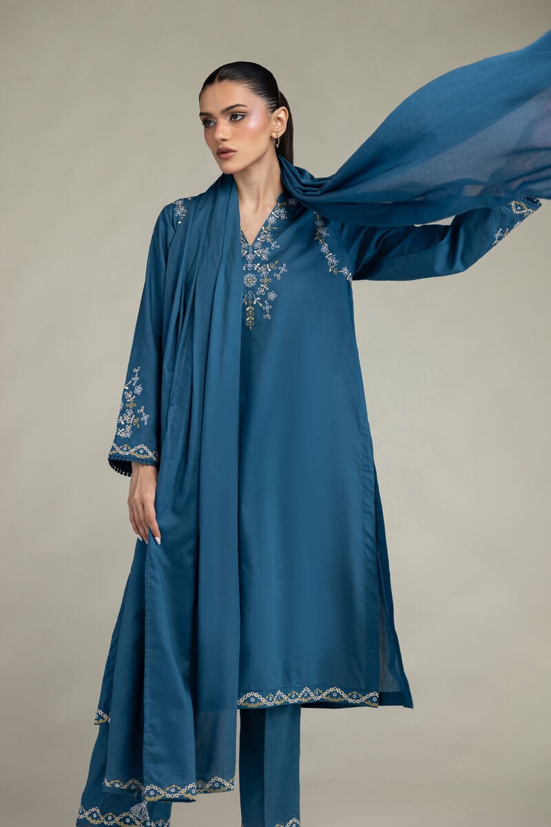 Embroidered | Lawn | Blue Lawn Dupatta | USD 30.00